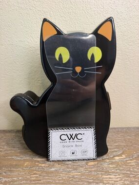 Cook With Color Black Cat Halloween Personal Sized Snack Box Food Storage Contai
